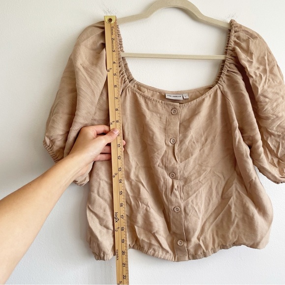 The Odells prairie blouse top Square Neck Sabbia puff sleeve boho coquette tan L - Picture 8 of 11